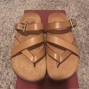 Tan colored strappy sandals SUPER COMFORTABLE